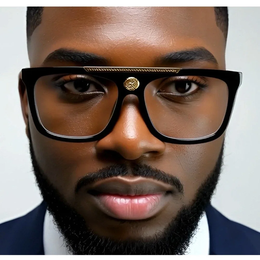 Men's CLASSIC RETRO HIP HOP Hardcore‎ RAPPER SUN GLASSES Clear Lens Gold Frame